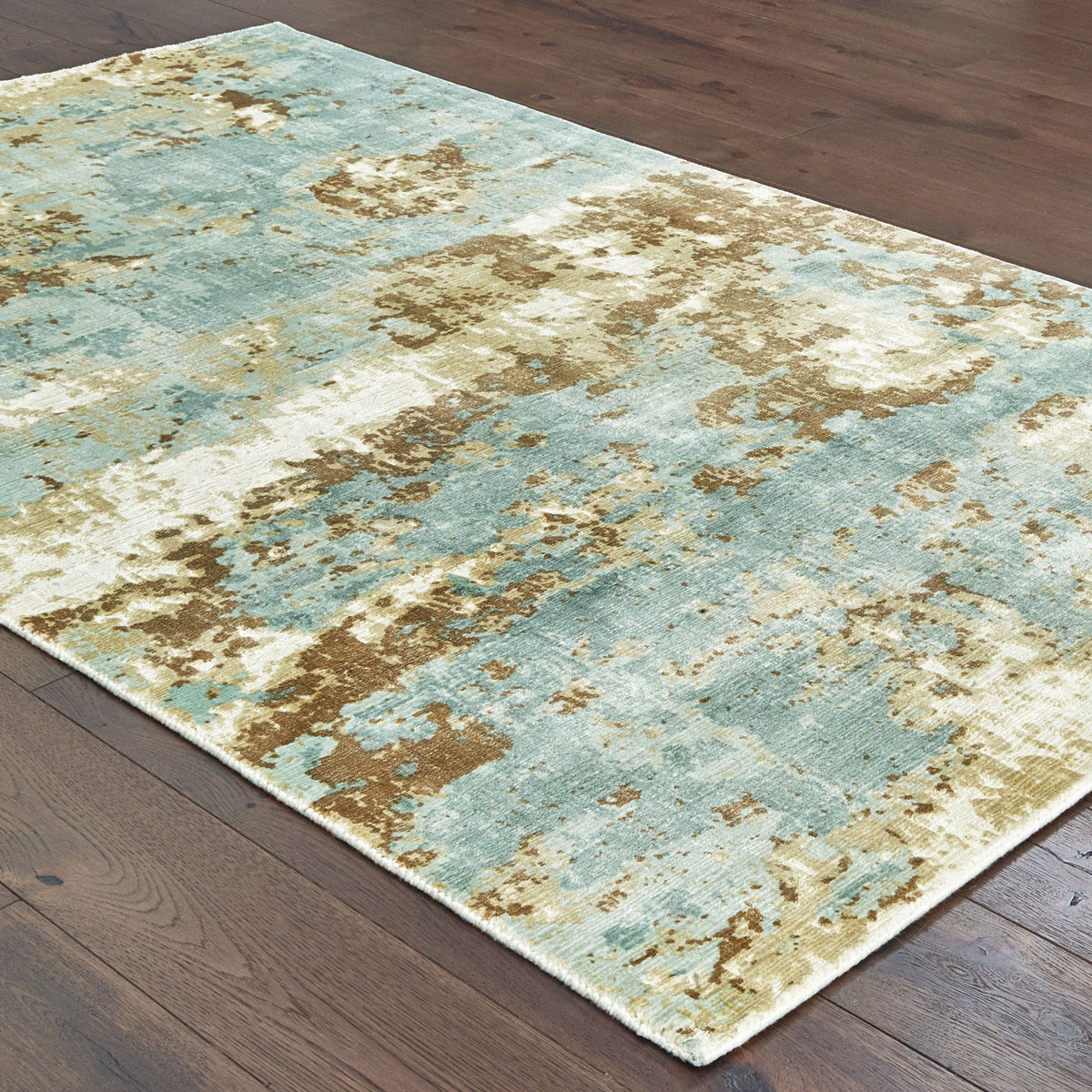 Formations Spa Blue & Brown Casual Rug