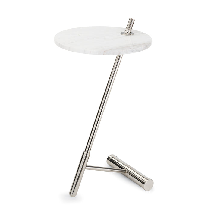 Spyder Marble Accent Table, Nickel and Brass
