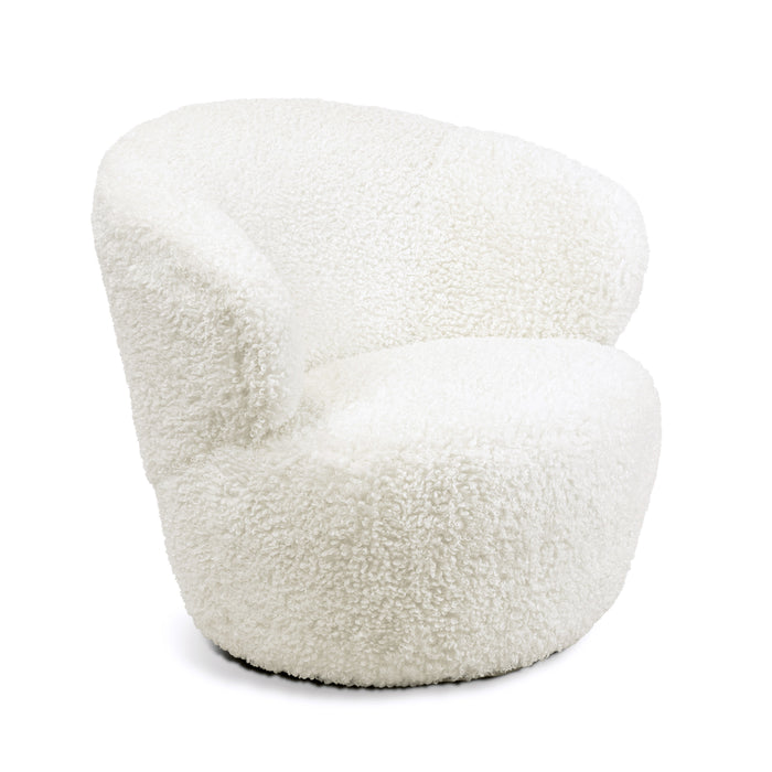 Myra White Boucle Swivel Chair