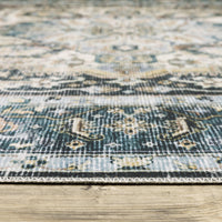 Charleston Blue & Ivory Washable Rug