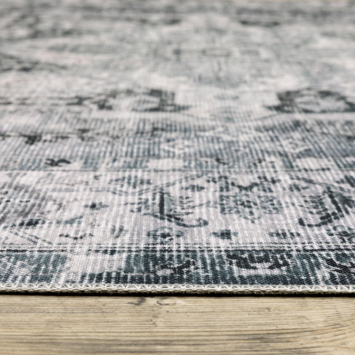 Charleston Charcoal & Ivory Washable Rug
