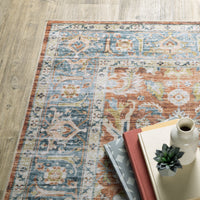 Charleston Rust & Blue Washable Rug