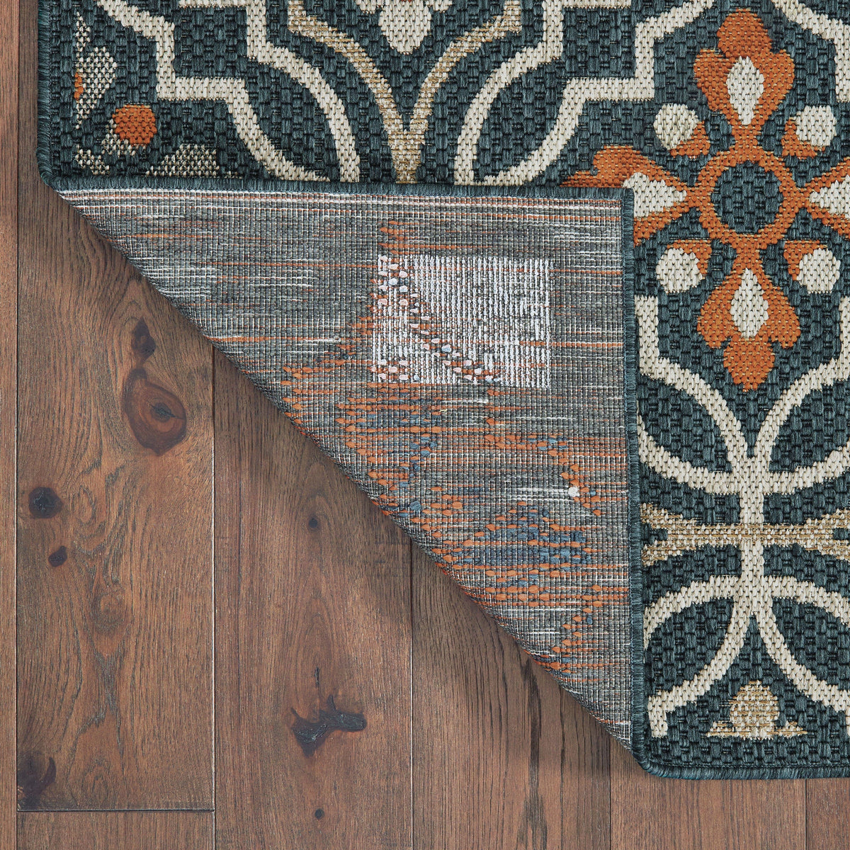 Latitude Blue & Orange Outdoor Rug